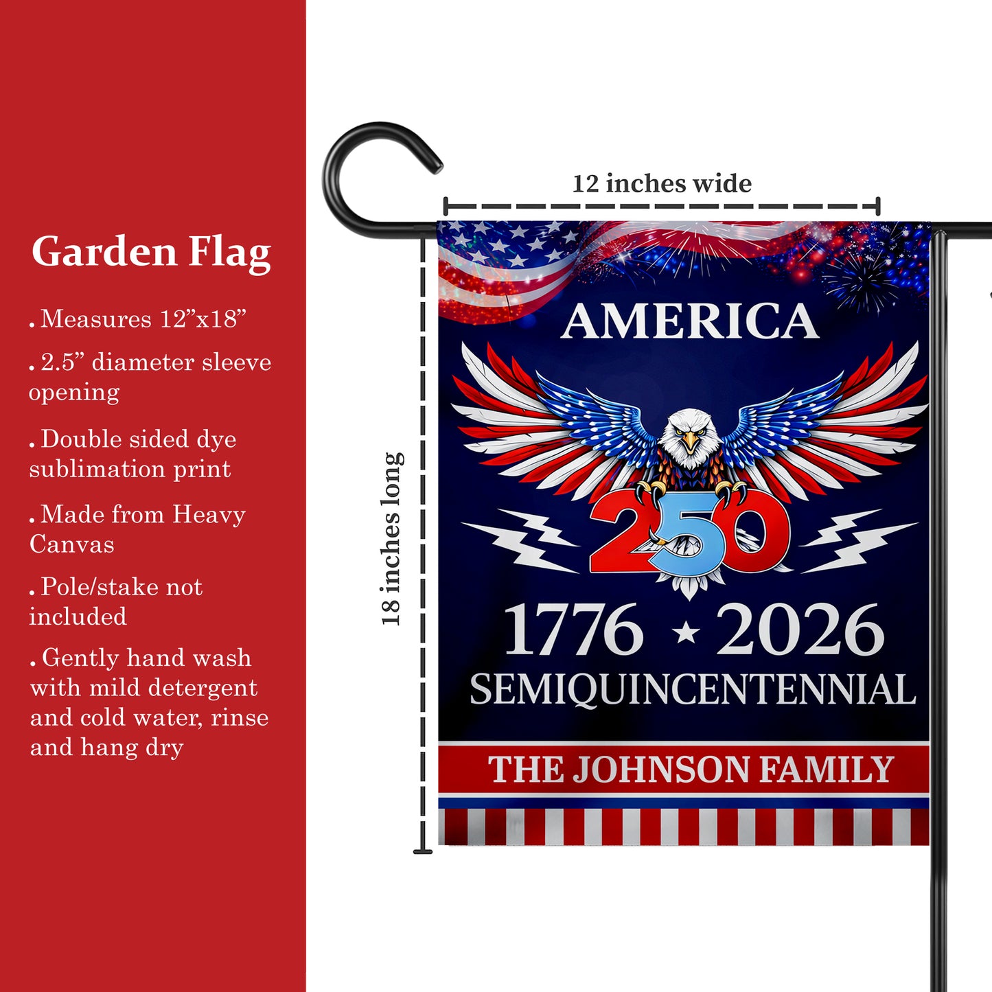Custom 250 Years America Semiquincentennial Garden Flag