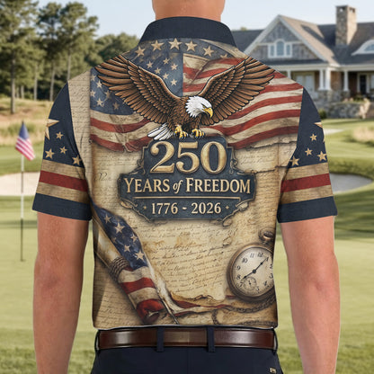 Vintage 250 Years of Freedom Eagle USA 4th Of July Polo Shirts