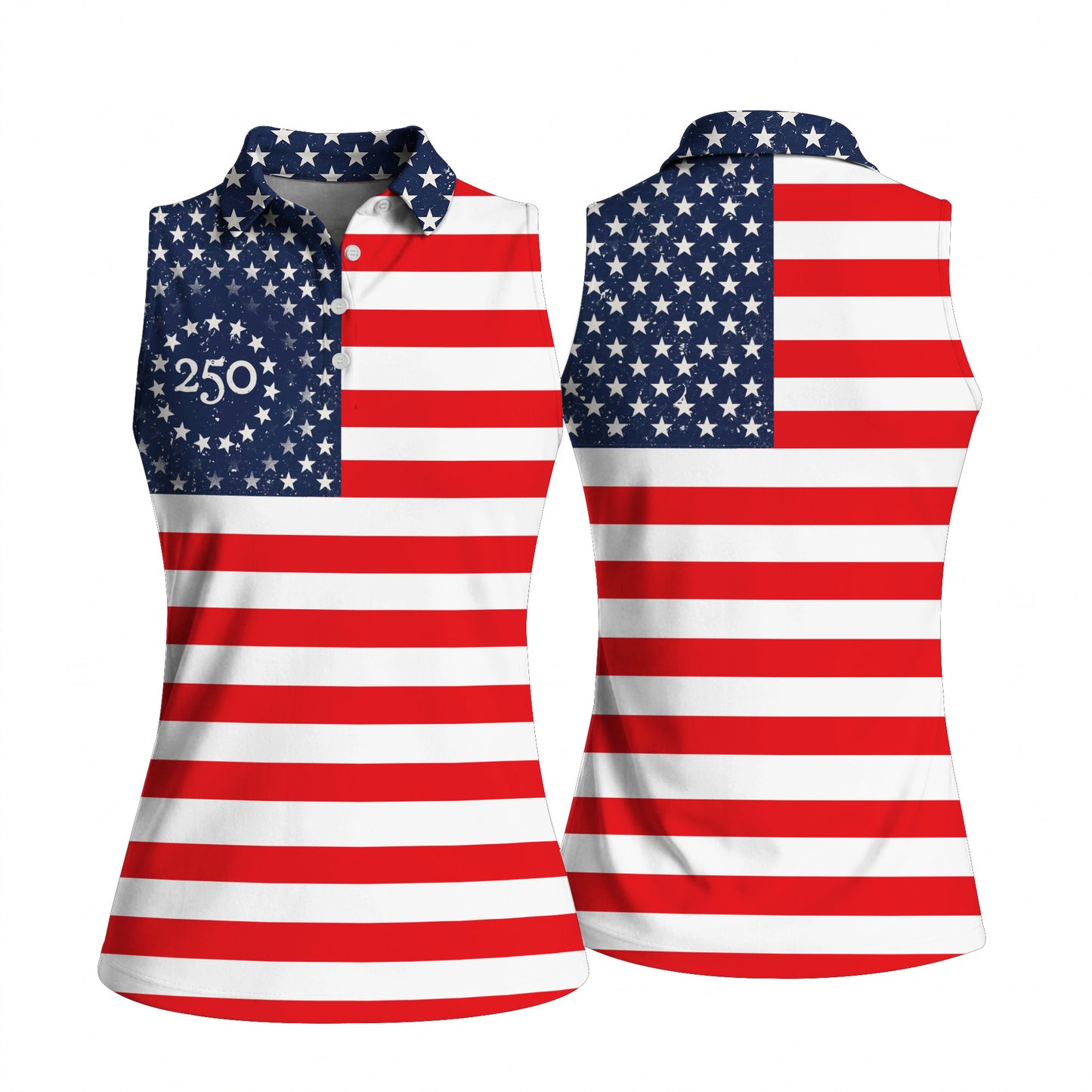 USA Flag Pattern Semiquincentennial Golf Polo