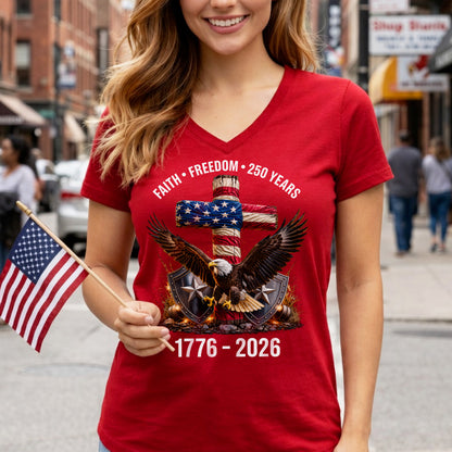 Faith Freedom 250 Years Christian Cross Eagle 4th of July