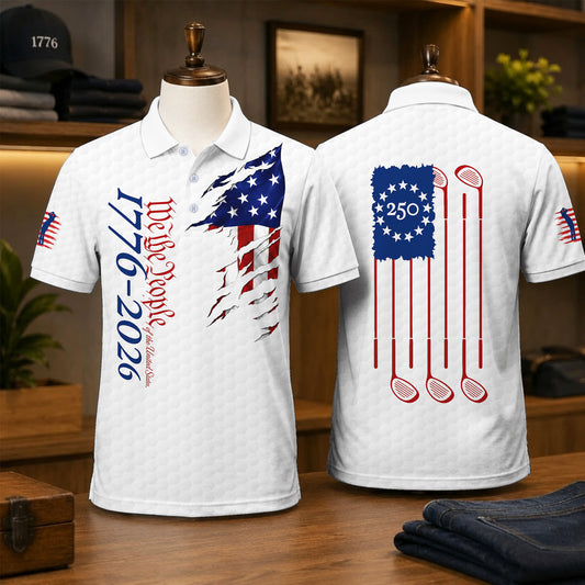 1776-2026 We the People USA 250th Anniversary Golf Polo Shirts
