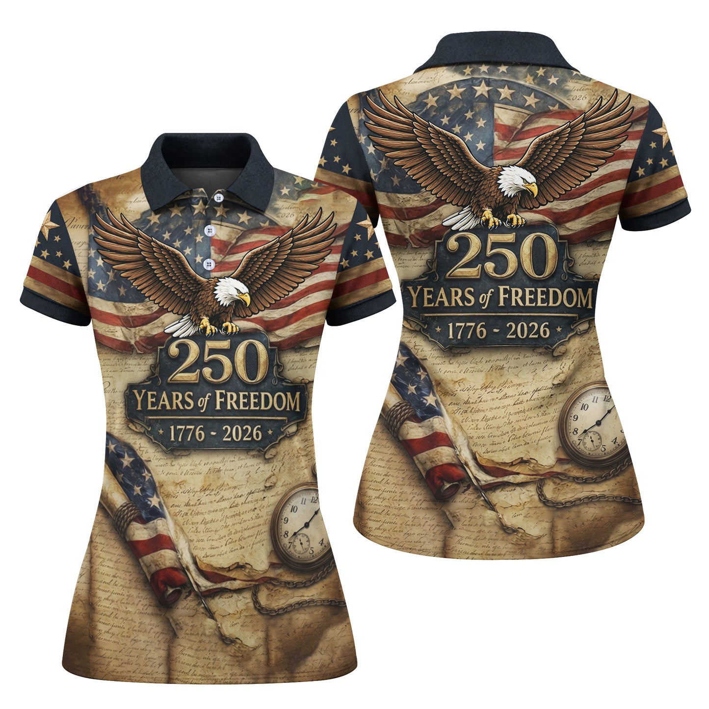 Vintage 250 Years of Freedom Eagle USA 4th Of July Polo Shirts