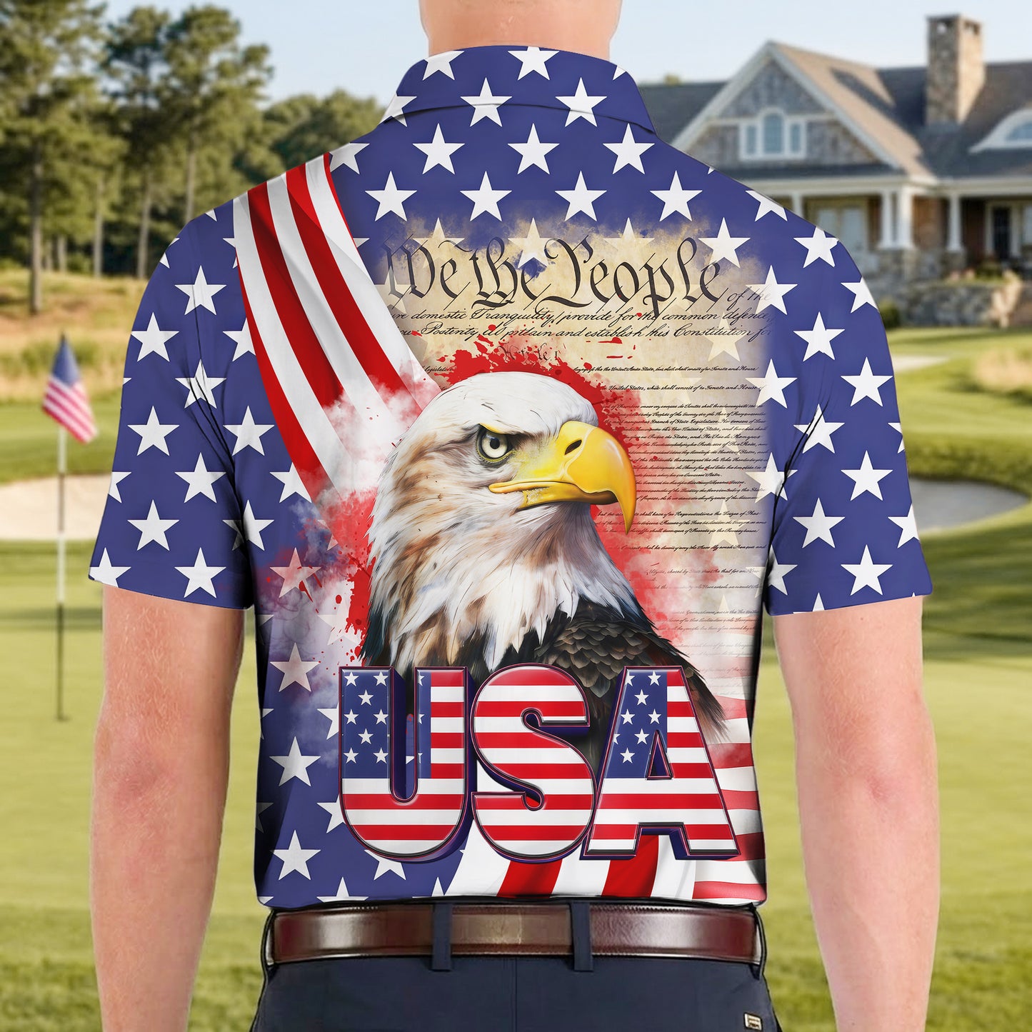 We The People Bald Eagle USA 250th Anniversary Polo Shirts 4th Of July Patriotic