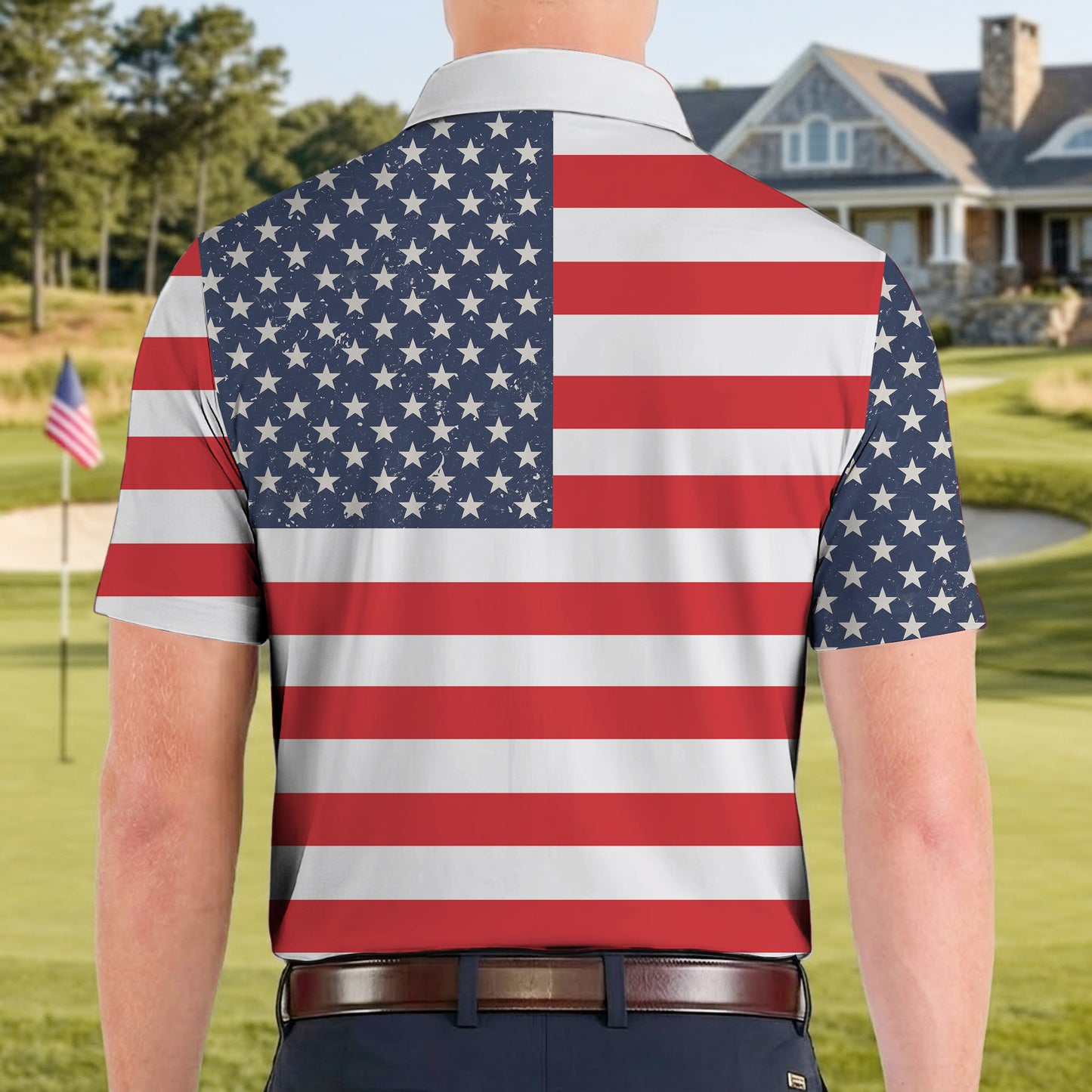USA Flag Pattern Semiquincentennial Golf Polo