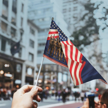 250th Anniversary Handheld Flag We the People Military Sacrifice and Service
