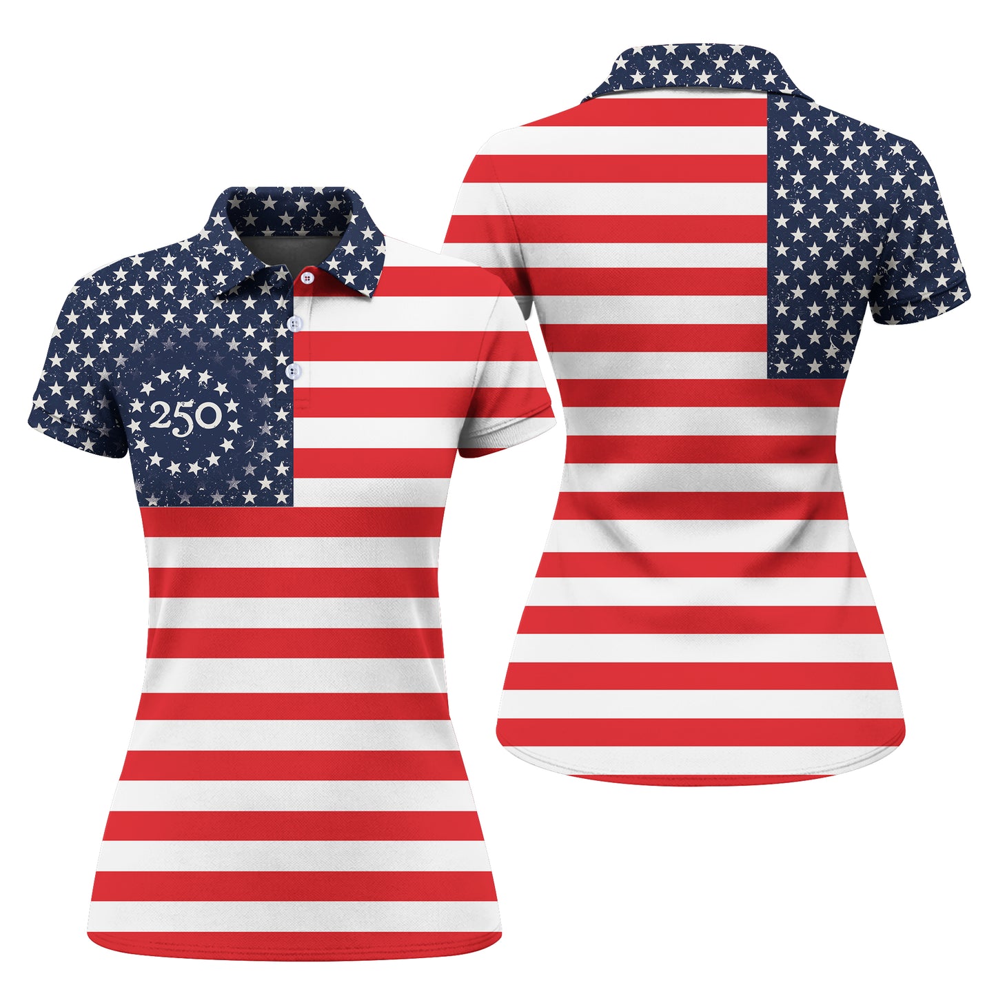 USA Flag Pattern Semiquincentennial Golf Polo
