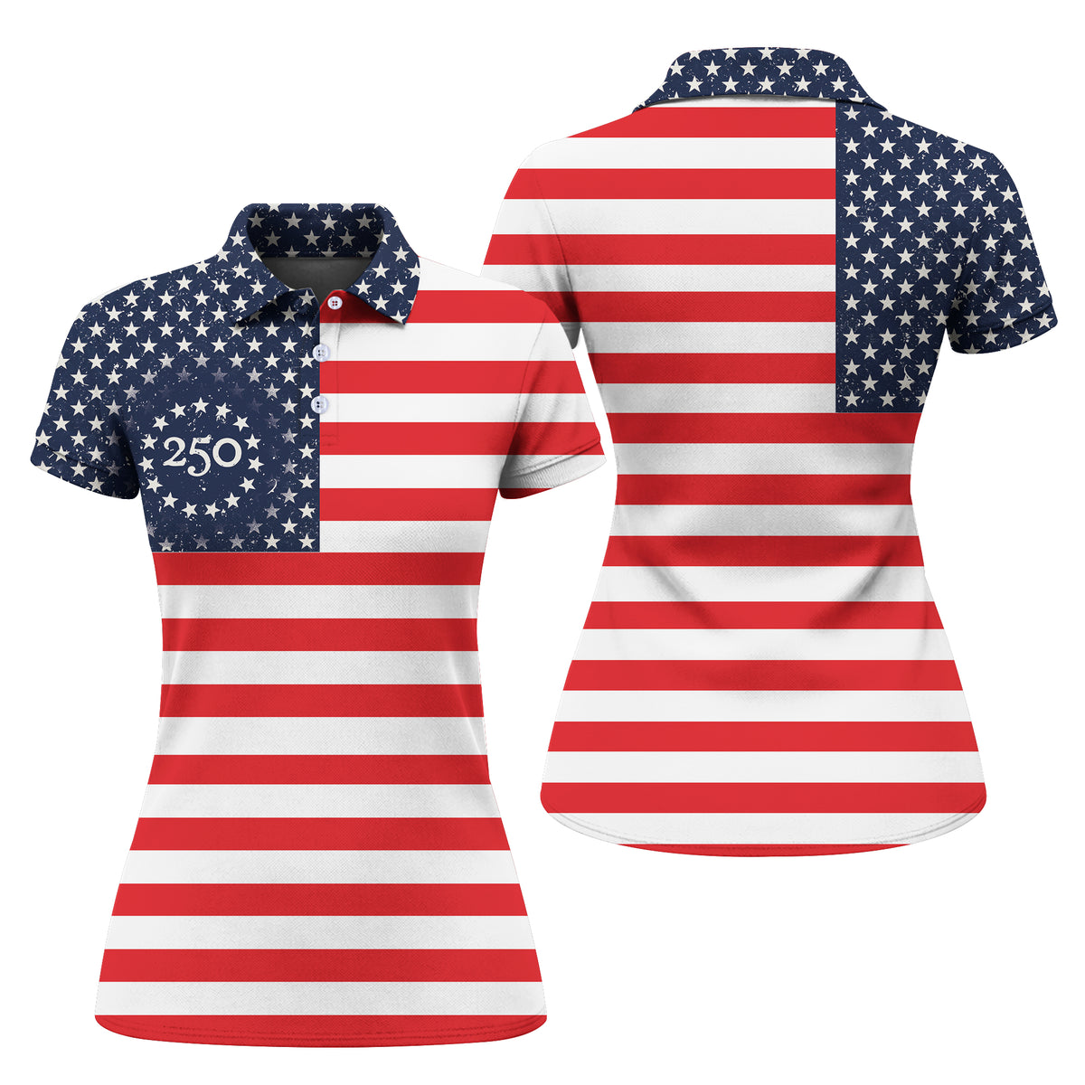 USA Flag Pattern Semiquincentennial Golf Polo