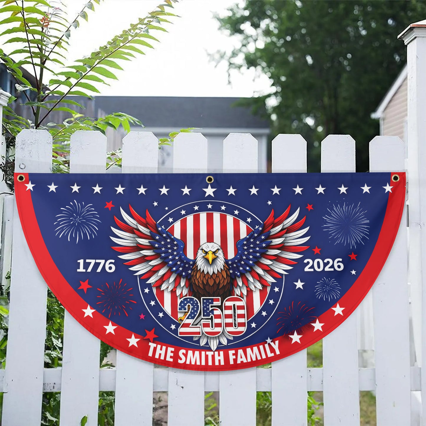 Custom 250 Years 1776-2026 Semicircle Fence Flag