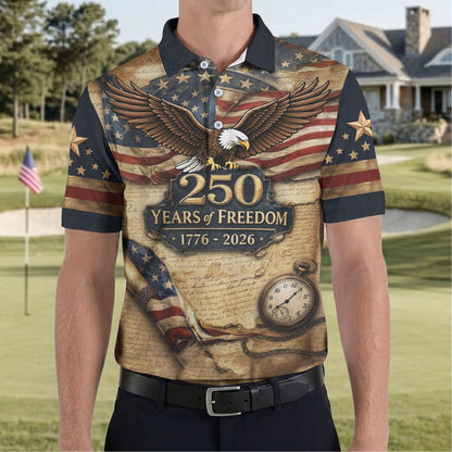 Vintage 250 Years of Freedom Eagle USA 4th Of July Polo Shirts