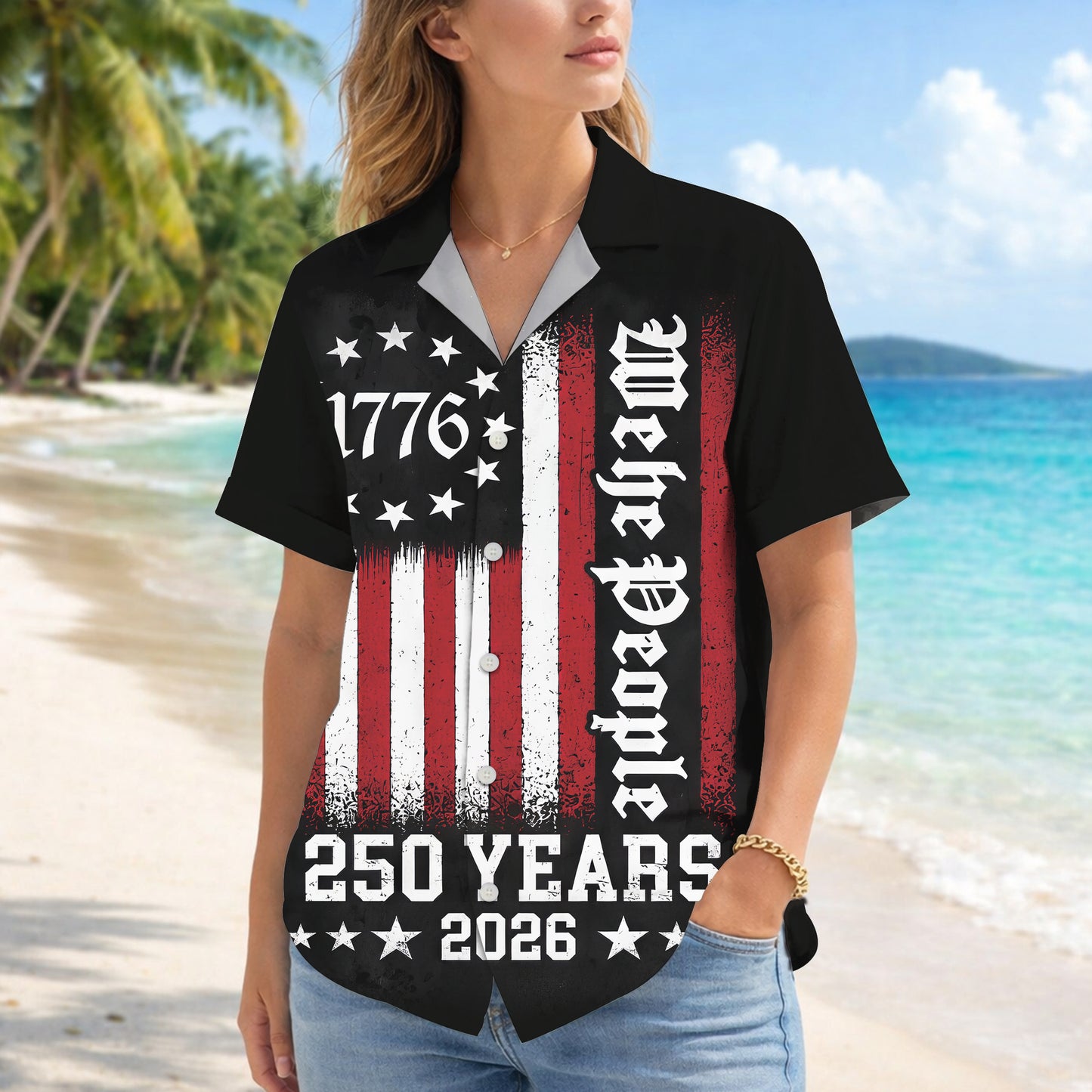250th Anniversary Of The United States Independence Day Chest Pocket Holiday Hawaiian Shirt