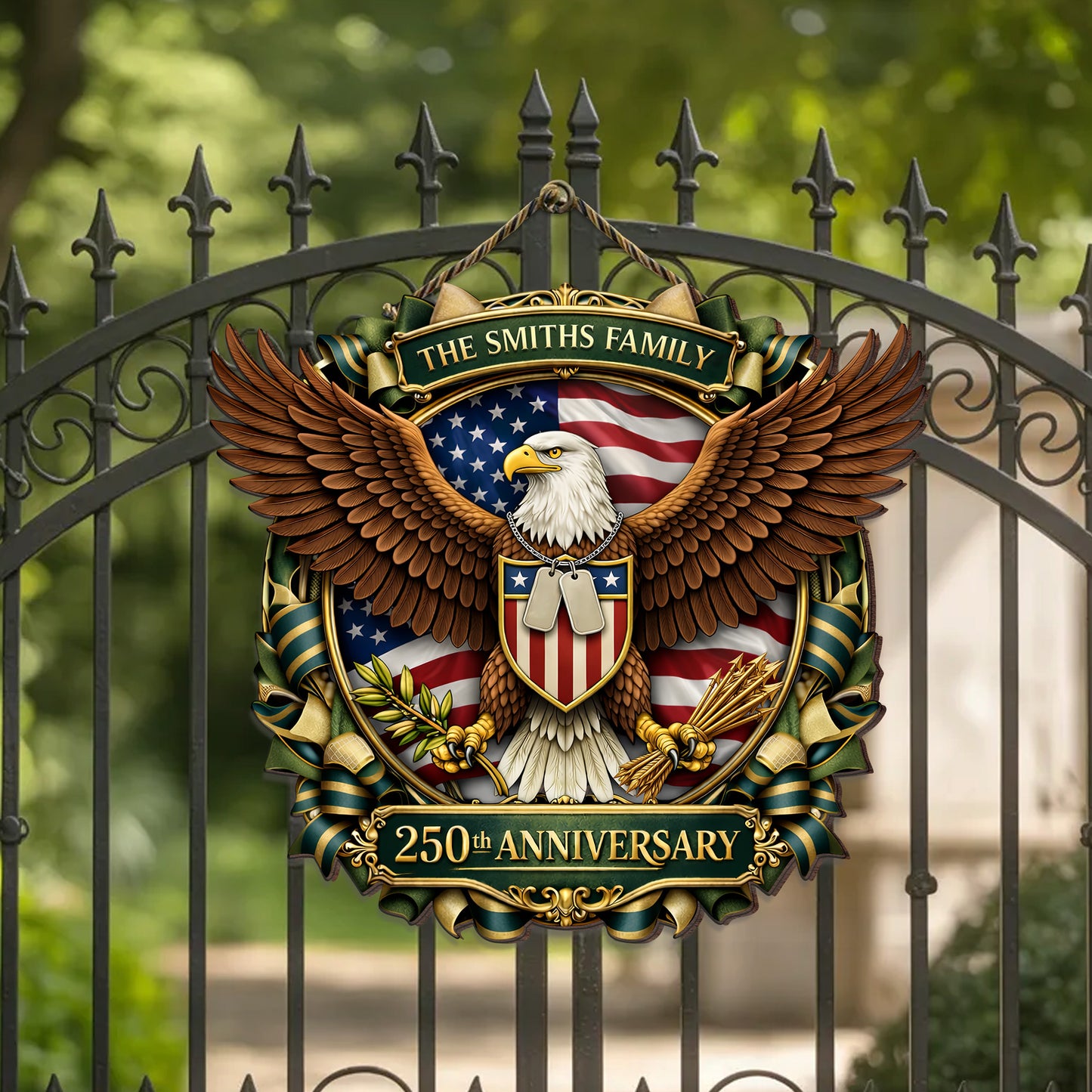 Custom Camouflage Army Eagle 250th Anniversary Wood Sign