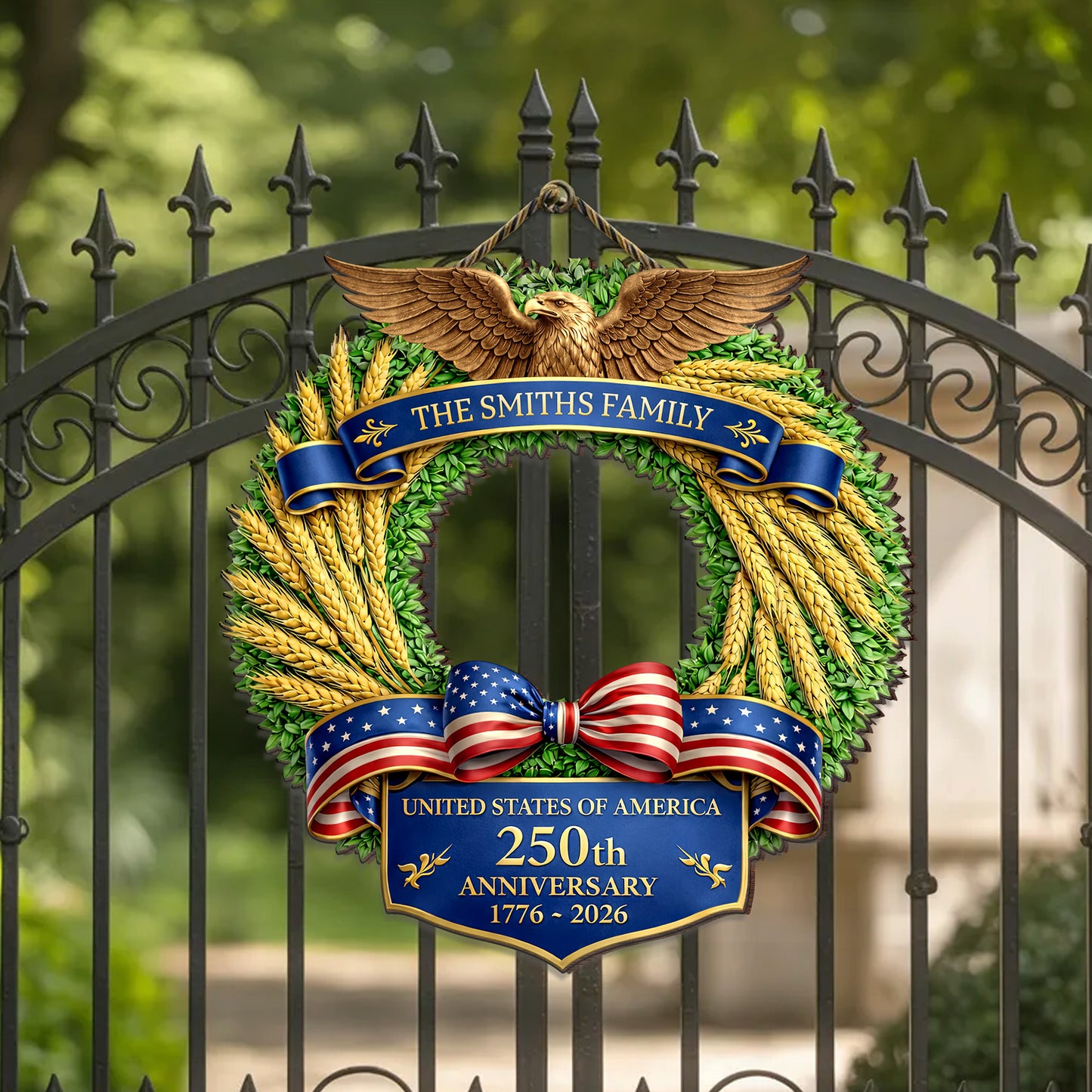 Custom Family Boxwood Wheat Farmer Sign America 250th Anniversary