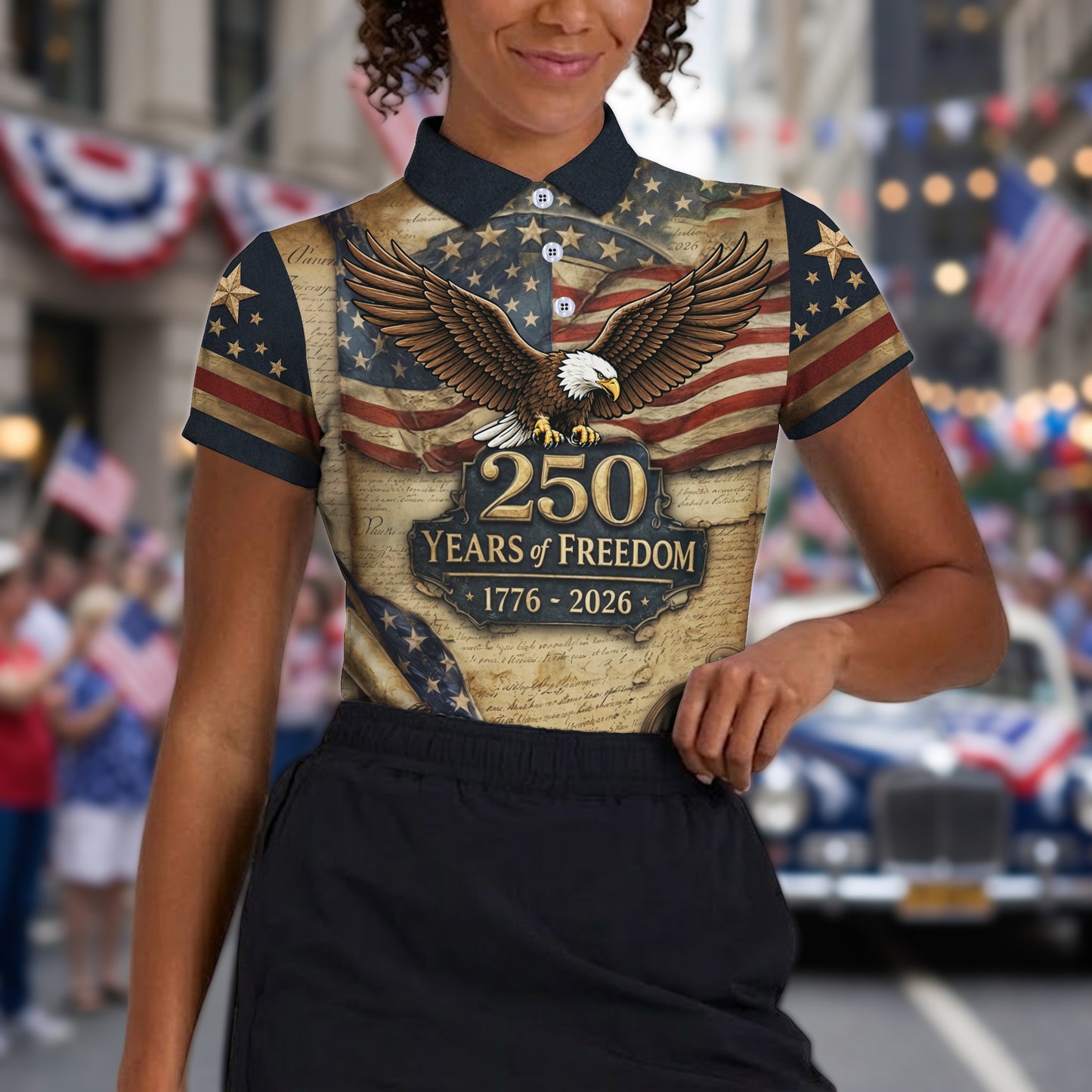 Vintage 250 Years of Freedom Eagle USA 4th Of July Polo Shirts