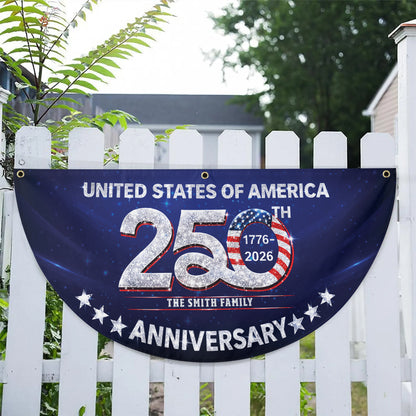 Custom Name 250th Anniversary USA Semicircle Fence Flag