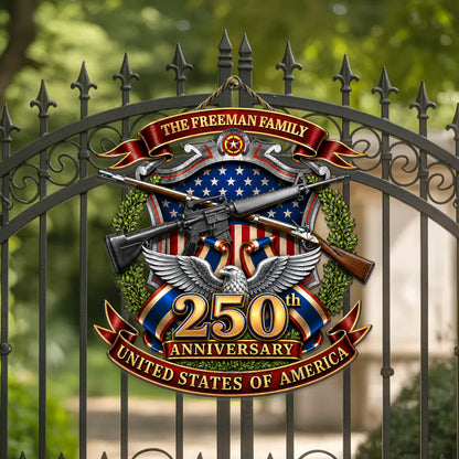 Custom 250th Anniversary USA Wreath Freedom Legacy Wood Sign