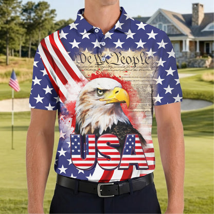 We The People Bald Eagle USA 250th Anniversary Polo Shirts 4th Of July Patriotic