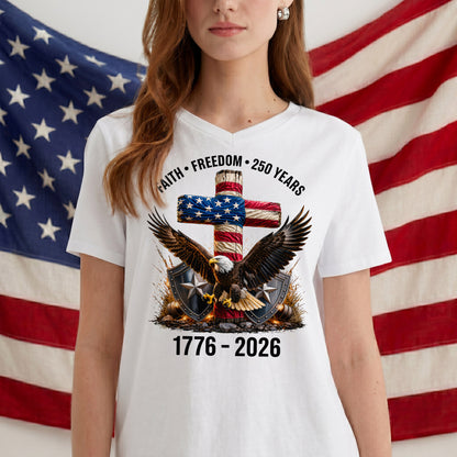 Faith Freedom 250 Years Christian Cross Eagle 4th of July