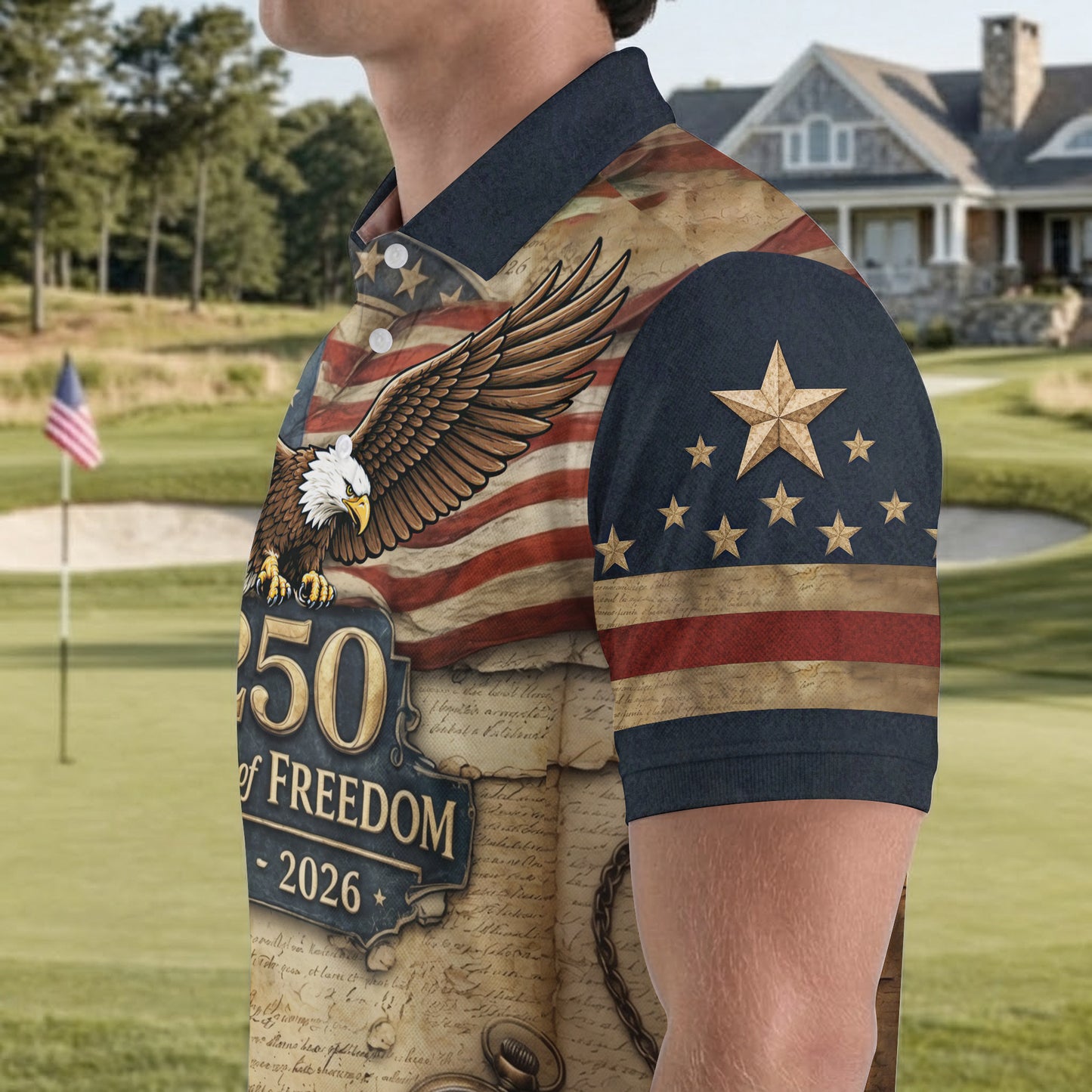 Vintage 250 Years of Freedom Eagle USA 4th Of July Polo Shirts