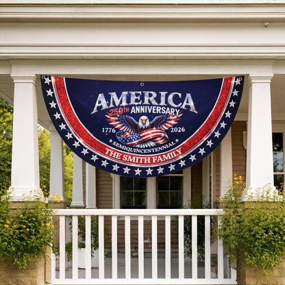 Custom Name 250th Anniversary Semiquincentennial 1776-2026 Semicircle Fence Flag