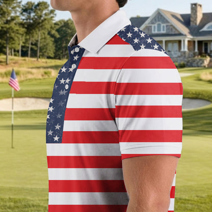 USA Flag Pattern Semiquincentennial Golf Polo