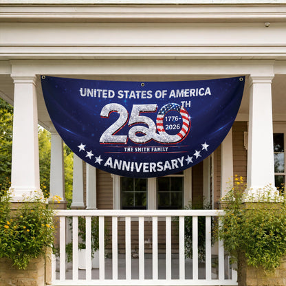 Custom Name 250th Anniversary USA Semicircle Fence Flag