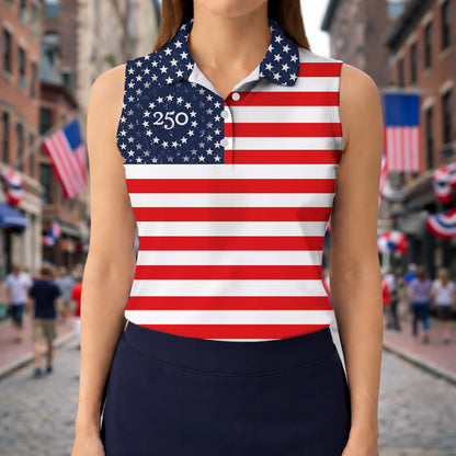 USA Flag Pattern Semiquincentennial Golf Polo