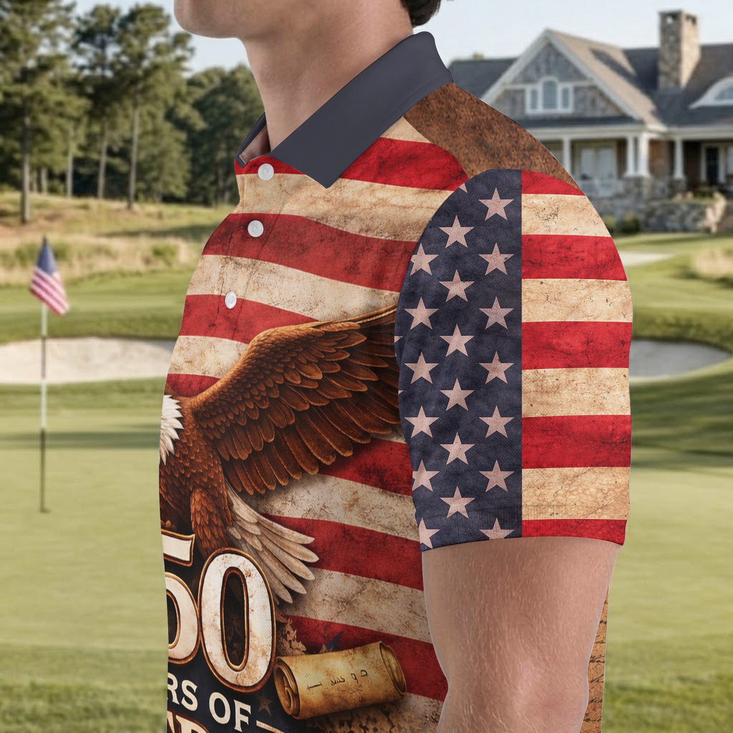 Freedom 250th Anniversary Vintage Eagle Polo Shirt