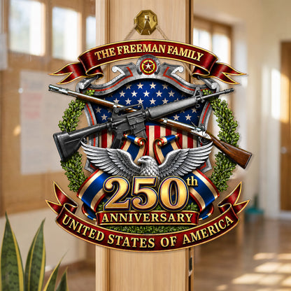 Custom 250th Anniversary USA Wreath Freedom Legacy Wood Sign