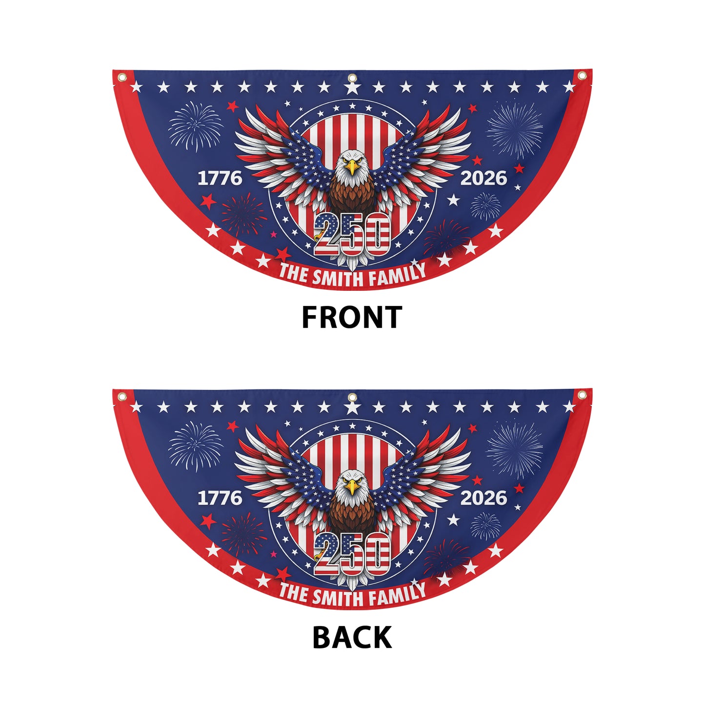 Custom 250 Years 1776-2026 Semicircle Fence Flag