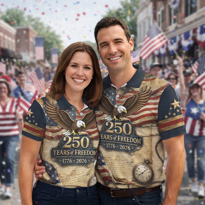 Vintage 250 Years of Freedom Eagle USA 4th Of July Polo Shirts