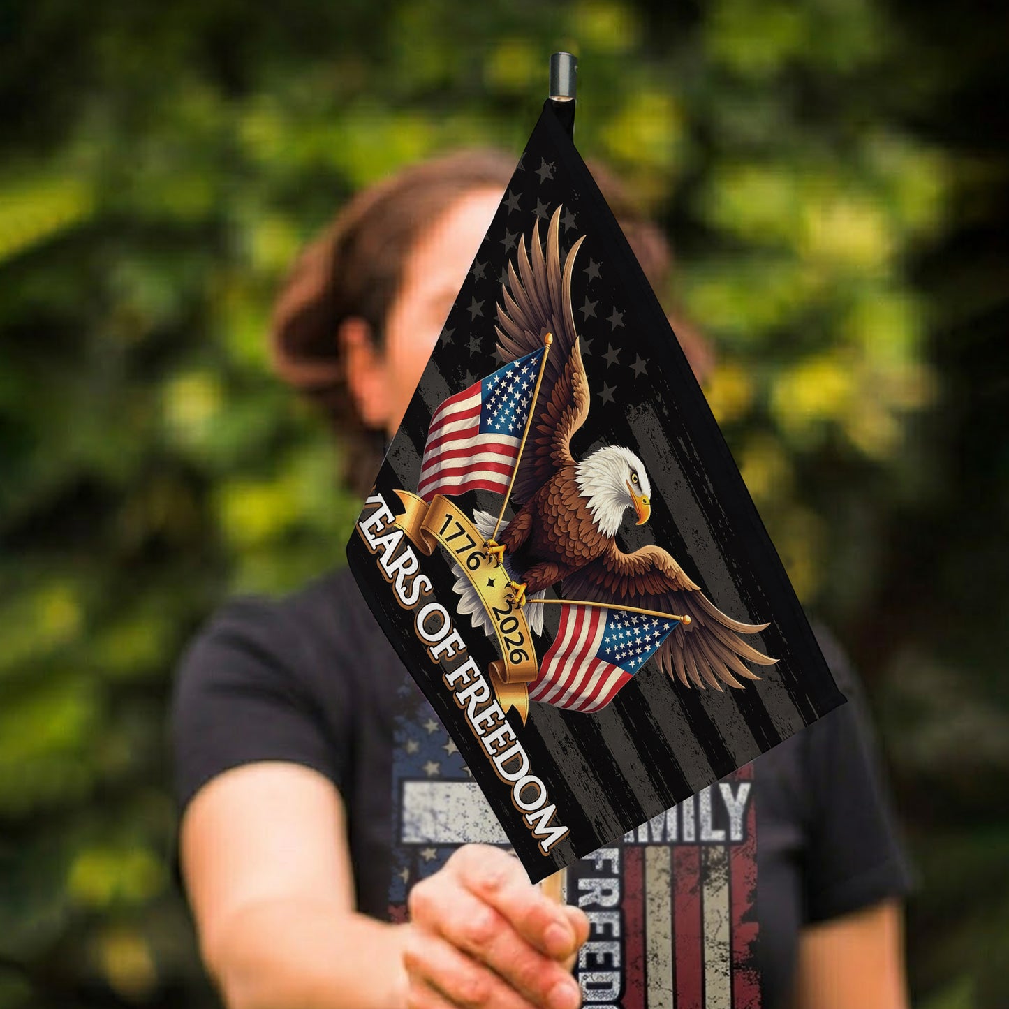Handheld Flag 250th Anniversary USA - Bald Eagle 250 Years of Freedom 1776-2026