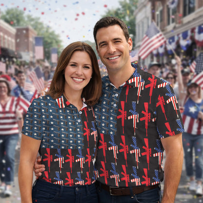 USA Flag Gun Lover Veteran Military 250th Anniversary Freedom Polo Shirt