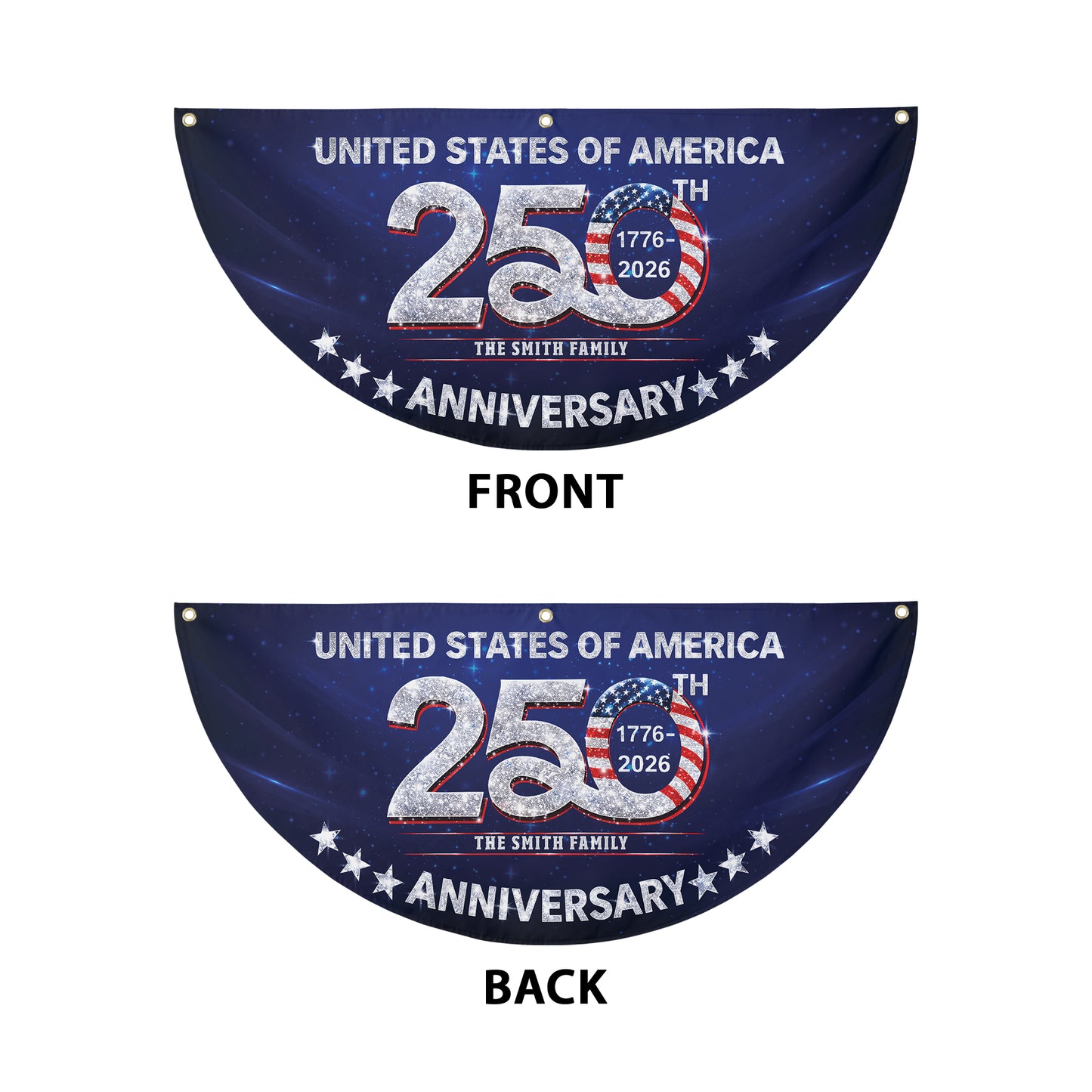 Custom Name 250th Anniversary USA Semicircle Fence Flag