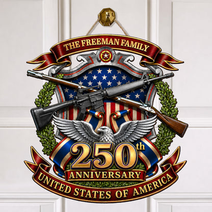 Custom 250th Anniversary USA Wreath Freedom Legacy Wood Sign