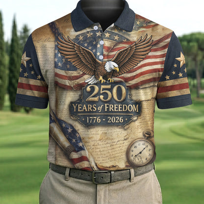 Vintage 250 Years of Freedom Eagle USA 4th Of July Polo Shirts