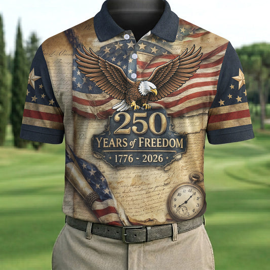 Vintage 250 Years of Freedom Eagle USA 4th Of July Polo Shirts