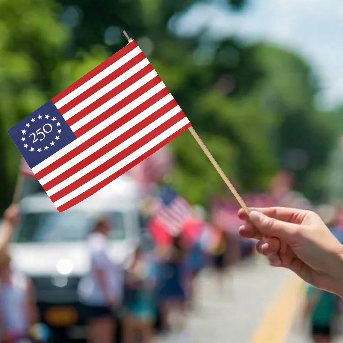 America's 250th Anniversary Handheld Flag - Betsy Ross Flag