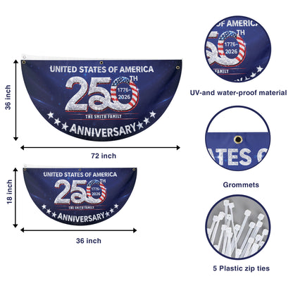 Custom Name 250th Anniversary USA Semicircle Fence Flag