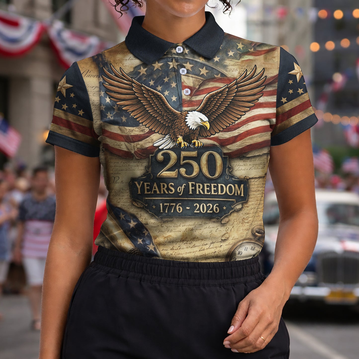 Vintage 250 Years of Freedom Eagle USA 4th Of July Polo Shirts
