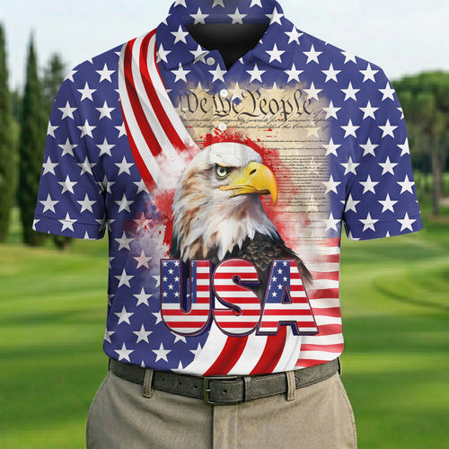 We The People Bald Eagle USA 250th Anniversary Polo Shirts 4th Of July Patriotic