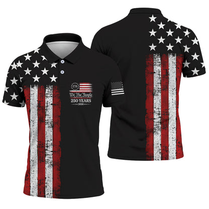 We The People Black Grunge Golf Polo