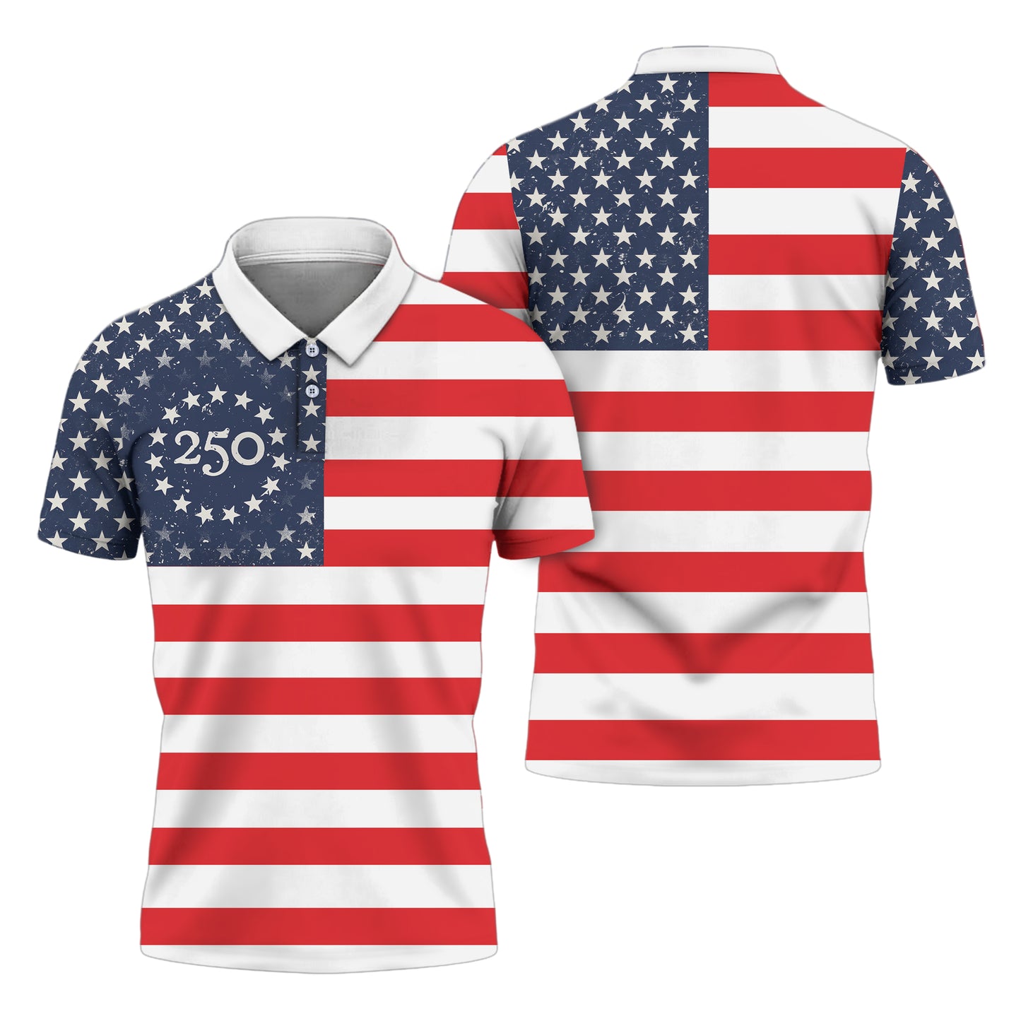 USA Flag Pattern Semiquincentennial Golf Polo