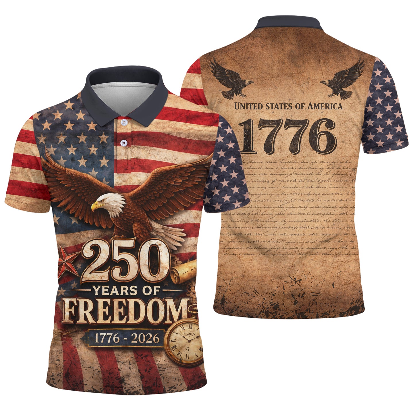 Freedom 250th Anniversary Vintage Eagle Polo Shirt
