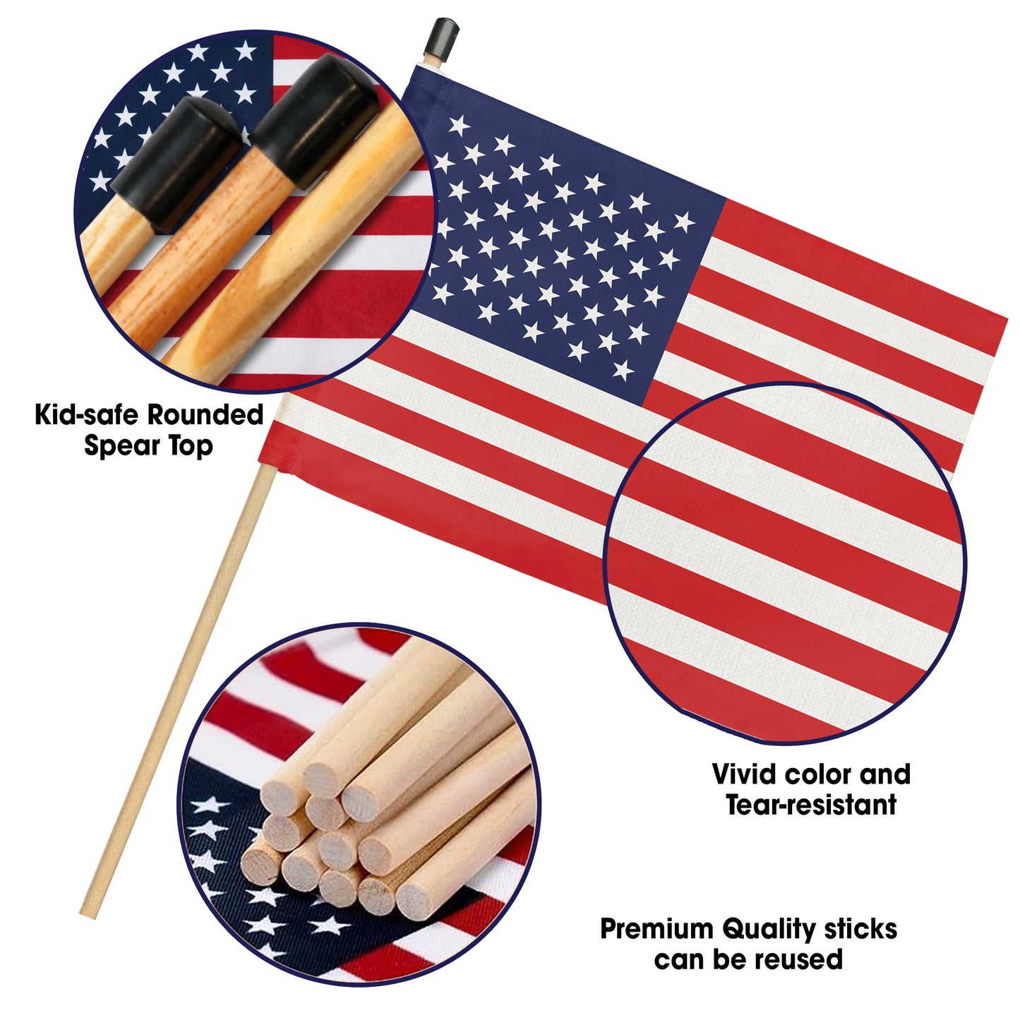 250th Anniversary USA Handheld Flag 1776-2026, Perfect for Independence Day