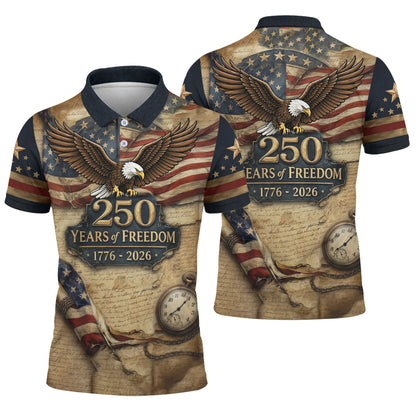 Vintage 250 Years of Freedom Eagle USA 4th Of July Polo Shirts