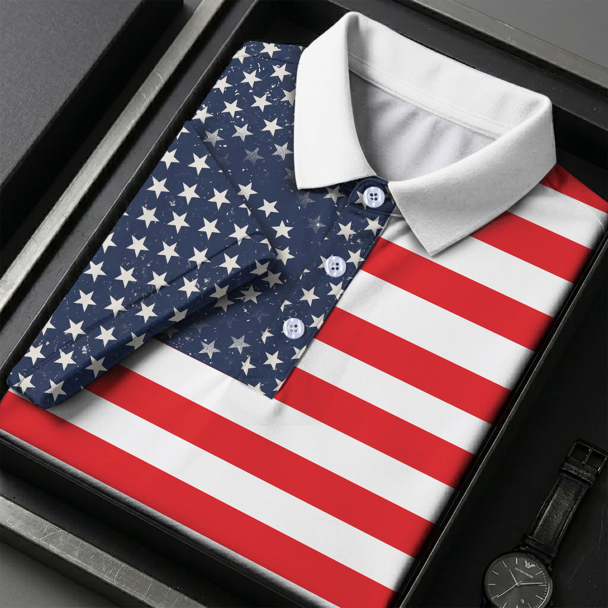 USA Flag Pattern Semiquincentennial Golf Polo