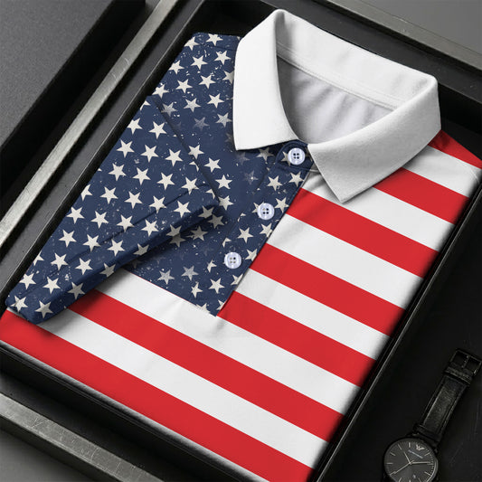 USA Flag Pattern Semiquincentennial Golf Polo