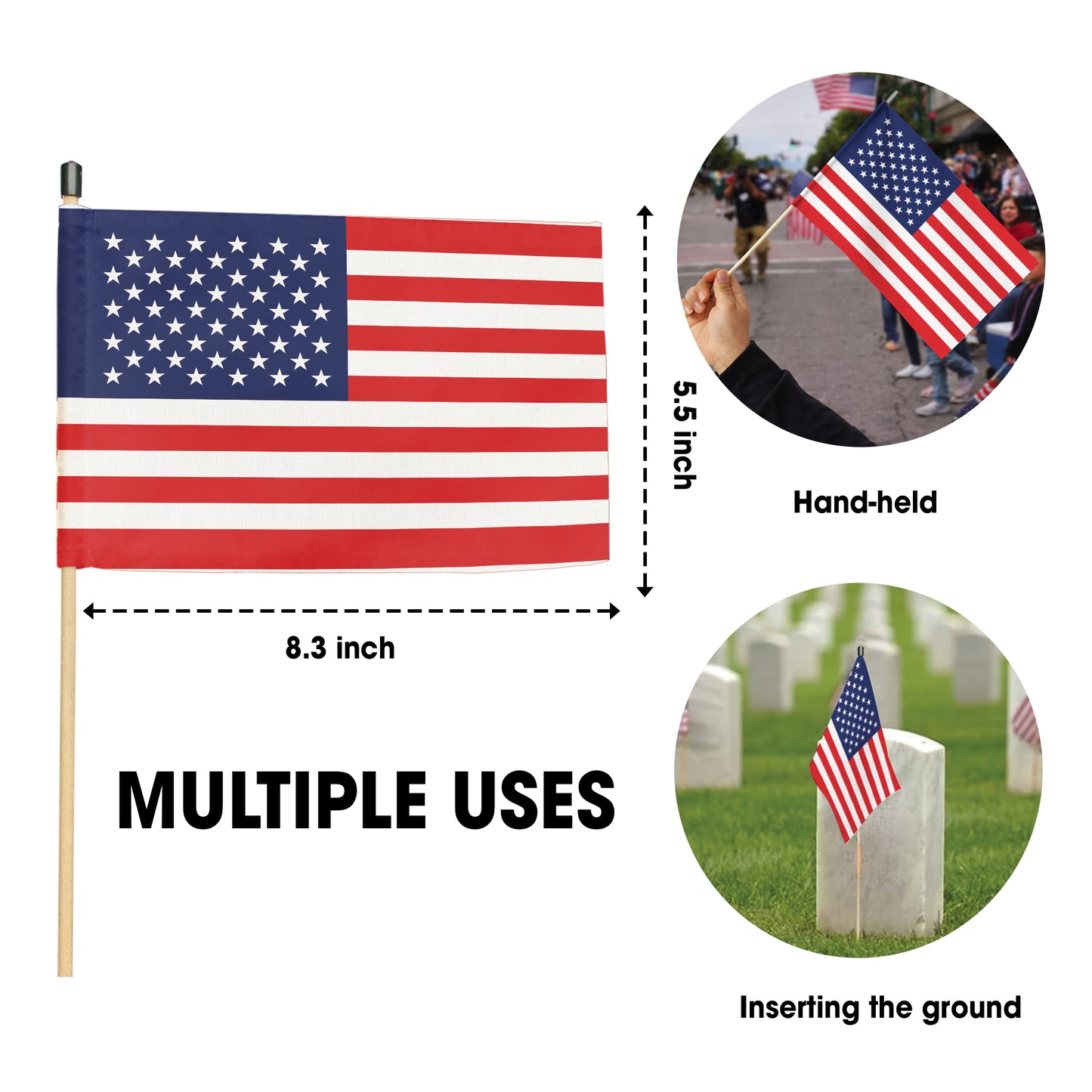 250th Anniversary USA Handheld Flag 1776-2026, Perfect for Independence Day