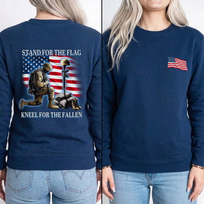 [Two Side] Stand for the Flag, Kneel for the Fallen - US Veteran Tee