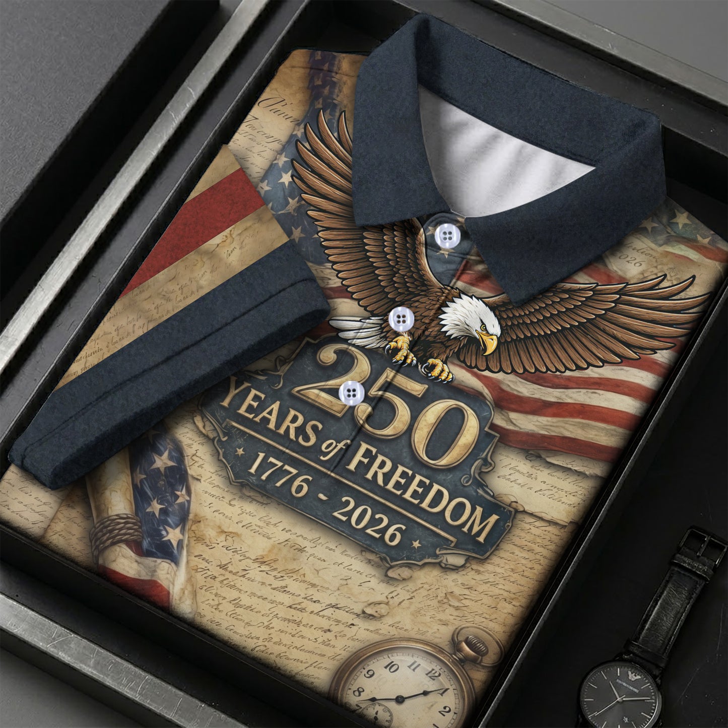 Vintage 250 Years of Freedom Eagle USA 4th Of July Polo Shirts